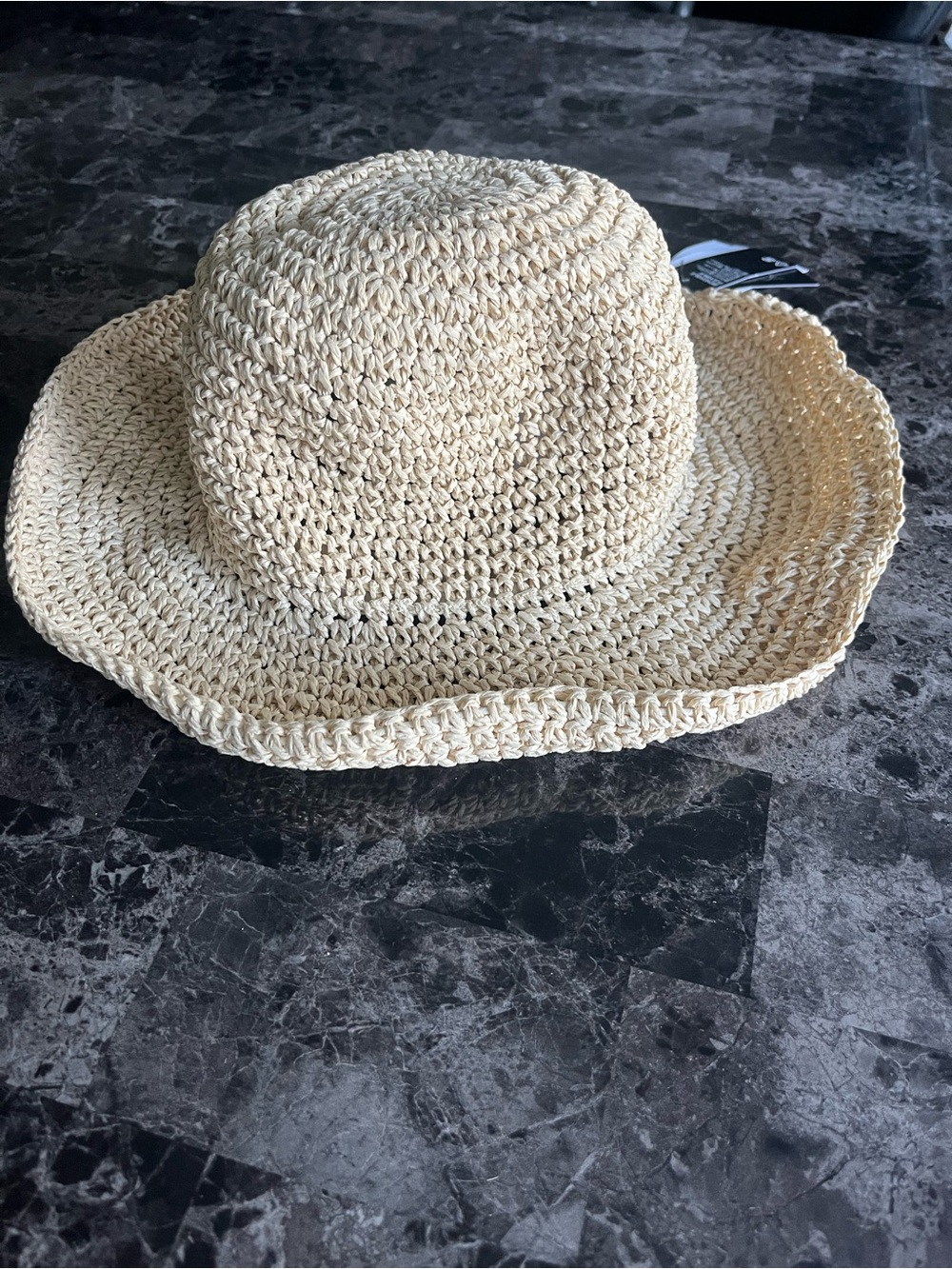 H&M Crochet Straw Beach Hat - Natural Beige